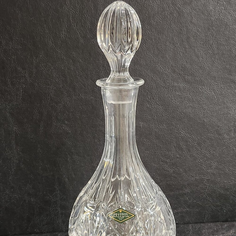 Vintage Shannon Crystal Decanter With Stopper and Label